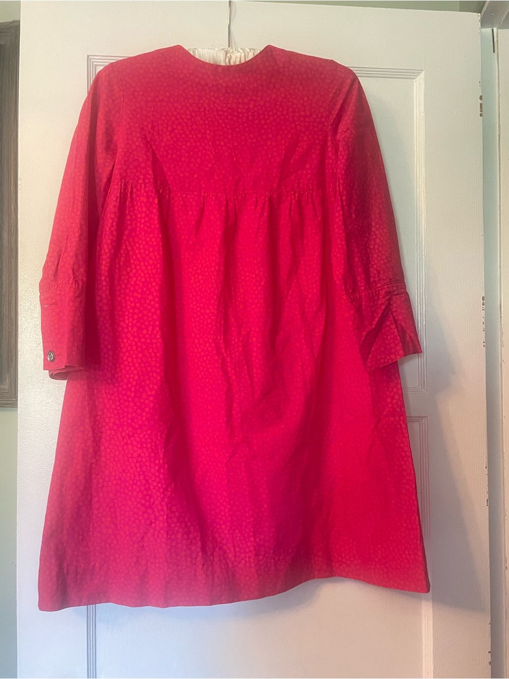 VINTAGE 1970s - Marimekko Red Long-Sleeve A-Line Dress